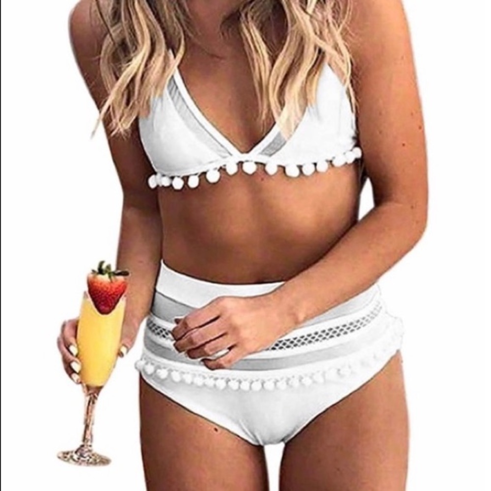 High waisted triangle bikini set